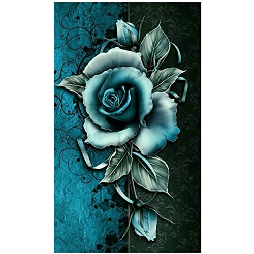 Blaue Rose (4) Diamond Painting Groß 40x120cm, 5D Diamant Painting Bilder Erwachsene Kinder DIY Mosaikherstellung Zubehör Voll Set, Diamant Malerei Art Craft für Home Wand Décor Gemälde Geschenk DZ539 von Jvyaeen