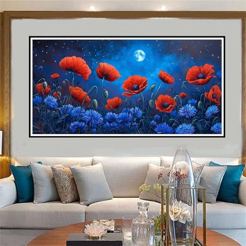 Blume Malen Nach Zahlen ab 5 6 7 8 9 10 Jahre Mädchen, Malen Nach Zahlen Kinder Anfänger kreativ set Sternenhimmel, Mit Pinseln und Acrylpigment Kit, Adult Craft für Home Decor Geschenke 60x120cm-W602 von Jvyaeen