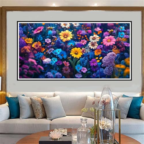 Bunt Malen Nach Zahlen ab 5 6 7 8 9 10 Jahre Mädchen, Malen Nach Zahlen Kinder Anfänger DIY Kreativ Set Blume, Mit 3 Pinseln and Acrylpigment Kit, Adult Craft für Home Decor Geschenke 60x120cm-W1112 von Jvyaeen