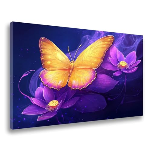 Diamand Painting Erwachsene Schmetterling Diamant Painting Blume Diamant Malerei,5D DIY Full Eckige Drill Crystal Strass Stickerei Set, Mosaikherstellung, 60x80cm für Wanddekor,Frauen Geschenk F-449 von Jvyaeen