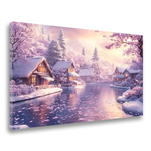 Diamand Painting Erwachsene Winter Diamond Painting Landschaft Diamant Painting, 5D DIY Full Eckige Steine Drill Diamant Crystal Art Stickerei Painting Set 50x60cm für Wanddekor,Frauen Geschenk F-76 von Jvyaeen