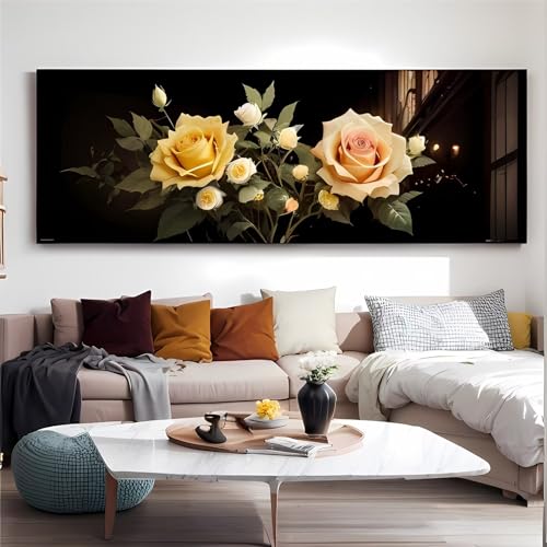 Diamond Painting Gelbe Rose,Diamant Painting Bilder Erwachsene Groß 40x120cm DIY Diamant Vollbild,Full Square Drill 5D Mosaic Kunst Bastelset Zubehor für Wohnzimmer Schlafzimmer Home Wand Dekor-D190 von Jvyaeen