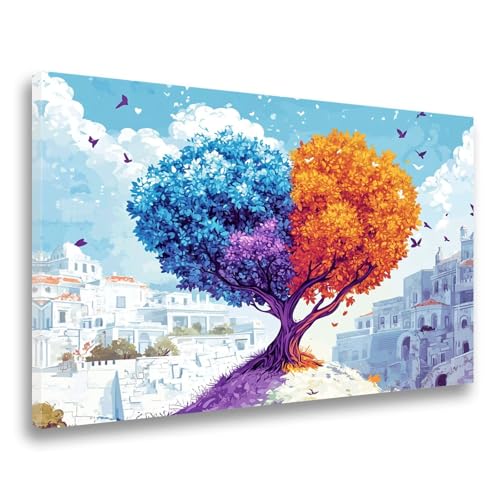 Diamond Painting Landschaft Diamond Painting Baum 70x90cm,5D DIY Diamant Malerei Bilder Erwachsene Mosaikherstellung, Kinder Anfänger Crystal Art Basteln Set, Home Wand Dekor Frauen Geschenk F-303 von Jvyaeen