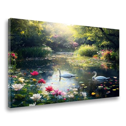 Diamond Painting Landschaft Diamond Painting Schwan 50x70cm, 5D DIY Diamant Malerei Bilder Erwachsene Mosaikherstellung, Kinder Anfänger Crystal Art Basteln Set, Home Wand Dekor Frauen Geschenk F-305 von Jvyaeen