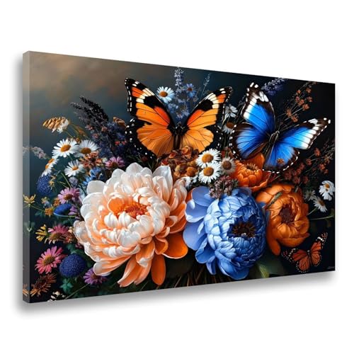 Diamond Painting Schmetterling Diamond Painting Blume 40x60cm, 5D DIY Diamant Malerei Bilder Erwachsene Mosaikherstellung, Kinder Anfänger Crystal Art Basteln Set,Home Wand Dekor Frauen Geschenk F-444 von Jvyaeen