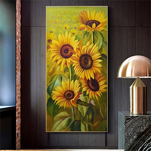 Diamond Painting Sonnenblume (6), Malen Nach Zahlen Erwachsene, DIY Diamant Painting Bilder Kinder, Groß Diamant Malerei Kits Cross Stickerei, Wohnzimmer Schlafzimmer Büro Wand Dekor 40x80cm DZ231 von Jvyaeen