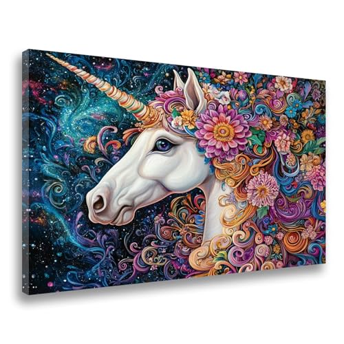 Einhorn Diamond Painting Blume Diamond Painting Erwachsene Kinder Klein 40x50cm, Diamant Painting Bilder Bastelset Erwachsene Frauen Geschenk, DIY Diamond Painting Zubehör Set Wanddeko Aesthetic F-158 von Jvyaeen