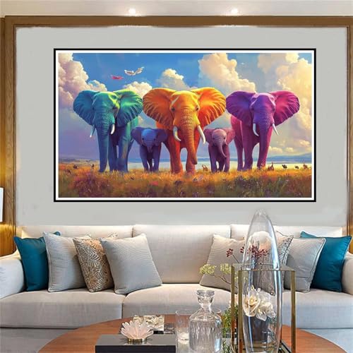 Elefant Malen Nach Zahlen ab 5 6 7 8 9 10 Jahre Mädchen, Malen Nach Zahlen Kinder Anfänger DIY Kreativ Set Farbe, Mit 3 Pinseln and Acrylpigment Kit, Adult Craft für Home Decor Geschenke 40x80cm-W1038 von Jvyaeen