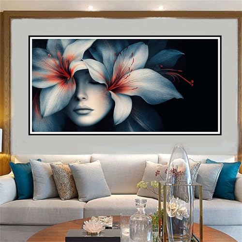 Frauengesicht Malen Nach Zahlen ab 5 6 7 8 9 10 Jahre Mädchen, Malen Nach Zahlen Kinder Anfänger kreativ set Blume, Mit Pinseln und Acrylpigment Kit, Adult Craft für Home Decor Geschenke 50x100cm-W832 von Jvyaeen