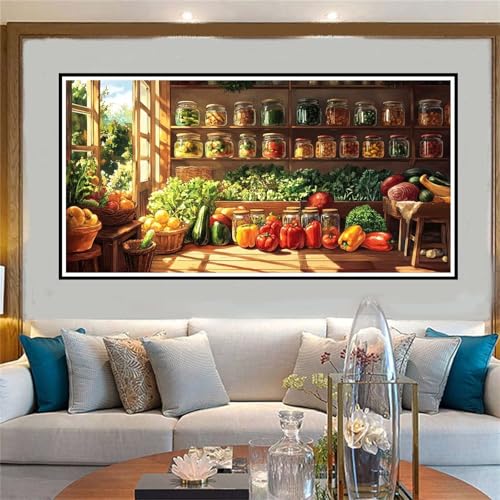 Gemüse Malen Nach Zahlen ab 5 6 7 8 9 10 Jahre Mädchen, Malen Nach Zahlen Kinder Anfänger DIY Kreativ Set Obst, Mit 3 Pinseln and Acrylpigment Kit, Adult Craft für Home Decor Geschenke 50x100cm-W907 von Jvyaeen