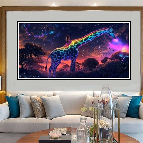 Giraffe Malen Nach Zahlen ab 5 6 7 8 9 10 Jahre Mädchen, Malen Nach Zahlen Kinder Anfänger DIY Kreativ Set Regenbogen, Mit 3 Pinseln and Acrylpigment Kit, für Home Decor Geschenke 20x40cm-W961 von Jvyaeen