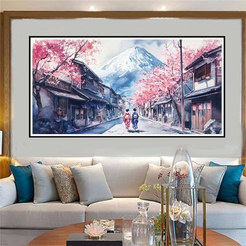 Japan Malen Nach Zahlen ab 5 6 7 8 9 10 Jahre Mädchen, Malen Nach Zahlen Kinder Anfänger DIY Kreativ Set Frau, Mit 3 Pinseln and Acrylpigment Kit, Adult Craft für Home Decor Geschenke 60x120cm-W881 von Jvyaeen