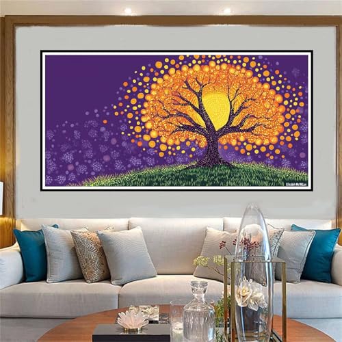 Jvyaeen Baum des Lebens Malen Nach Zahlen ab 5 6 7 8 9 10 Jahre Mädchen, Malen Nach Zahlen Kinder Anfänger kreativ set Landschaft, Mit Pinseln Acrylpigment Kit, für Home Decor Geschenke 60x120cm-W890 von Jvyaeen