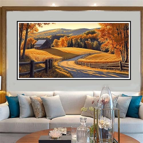 Jvyaeen Herbst Malen Nach Zahlen ab 5 6 7 8 9 10 Jahre Mädchen, Malen Nach Zahlen Kinder Anfänger DIY Kreativ Set Bauernhof, Mit 3 Pinseln and Acrylpigment Kit, für Home Decor Geschenke 70x140cm-W864 von Jvyaeen