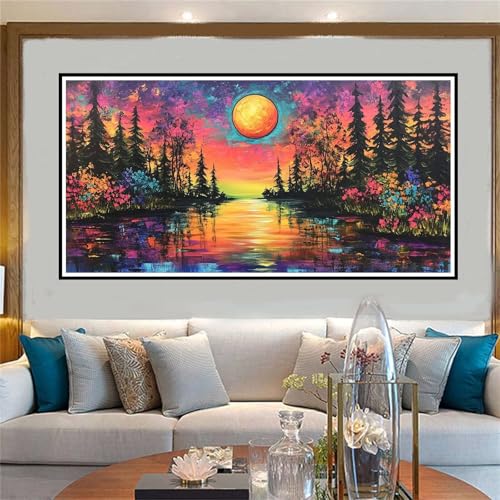 Jvyaeen Landschaft Malen Nach Zahlen ab 5 6 7 8 9 10 Jahre Mädchen, Malen Nach Zahlen Kinder Anfänger kreativ set Sonnenuntergang, Mit Pinseln Acrylpigment Kit, für Home Decor Geschenke 30x60cm-W1160 von Jvyaeen