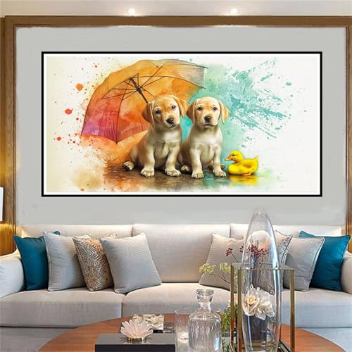 Jvyaeen Malen Nach Zahlen Tier Malen Nach Zahlen Erwachsene Hund Malen-Nach-Zahlen Erwachsene Groß 50x100cm DIY ÖlgemäLde Kit Set, Kreativ Set Mit 3-Pinseln und Acrylfarbe, für Deko Wohnzimmer -W1083 von Jvyaeen