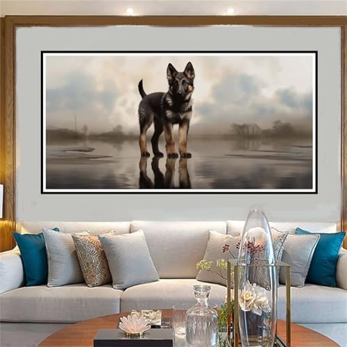 Jvyaeen Malen Nach Zahlen Tier Malen Nach Zahlen Erwachsene Hund Malen-Nach-Zahlen Erwachsene Groß 60x120cm DIY ÖlgemäLde Kit Set, Kreativ Set Mit 3-Pinseln und Acrylfarbe, für Deko Wohnzimmer -W1081 von Jvyaeen