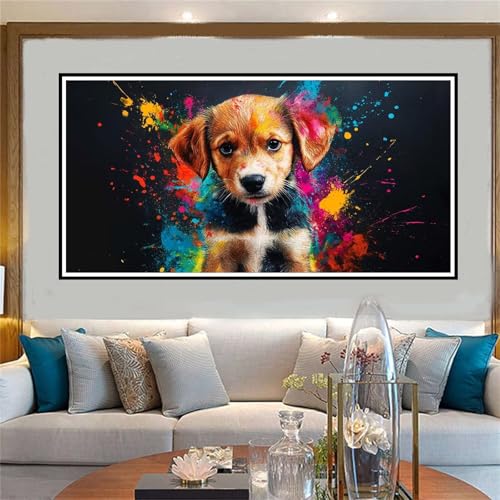 Jvyaeen Malen Nach Zahlen Tier Malen Nach Zahlen Erwachsene Hund Malen-Nach-Zahlen Erwachsene Groß 80x160cm DIY ÖlgemäLde Kit Set, Kreativ Set Mit 3-Pinseln und Acrylfarbe, für Deko Wohnzimmer -W1080 von Jvyaeen