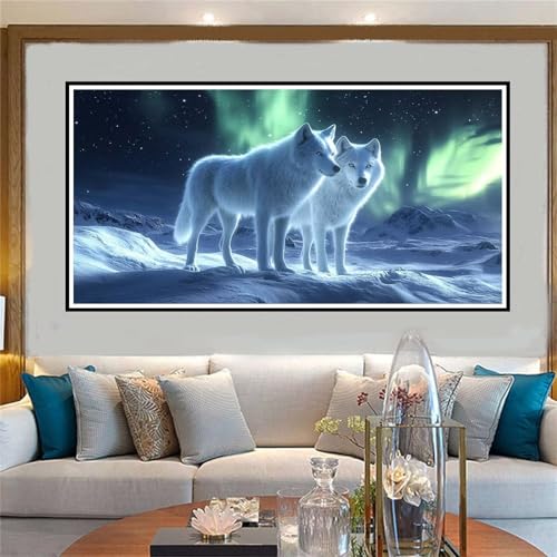 Jvyaeen Malen Nach Zahlen Wolf Malen Nach Zahlen Erwachsene Aurora Malen-Nach-Zahlen Erwachsene Groß 20x40cm DIY ÖlgemäLde Kit Set, Kreativ Set Mit 3-Pinseln und Acrylfarbe, für Deko Wohnzimmer -W657 von Jvyaeen