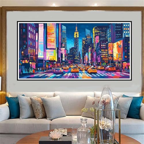 Jvyaeen Pariser Stadt Malen Nach Zahlen ab 5 6 7 8 9 10 Jahre Mädchen, Malen Nach Zahlen Kinder Anfänger kreativ set Nachtansicht, Mit Pinseln Acrylpigment Kit, für Home Decor Geschenke 70x140cm-W981 von Jvyaeen