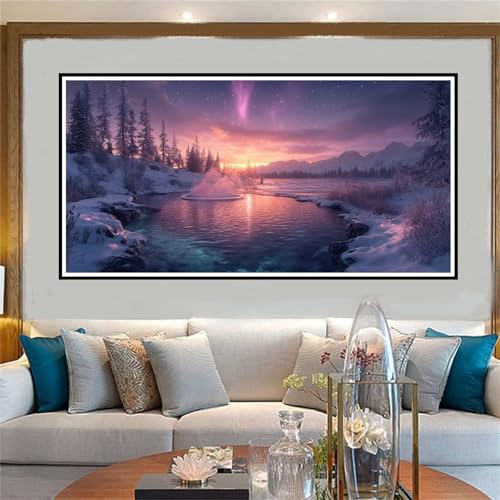 Jvyaeen Schneeszene Malen Nach Zahlen ab 5 6 7 8 9 10 Jahre Mädchen, Malen Nach Zahlen Kinder Anfänger kreativ set Sonnenuntergang, Mit Pinseln Acrylpigment Kit, für Home Decor Geschenke 40x80cm-W939 von Jvyaeen