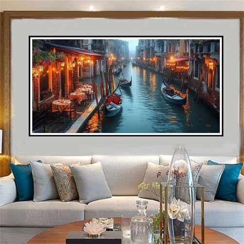 Jvyaeen Venedig Malen Nach Zahlen ab 5 6 7 8 9 10 Jahre Mädchen, Malen Nach Zahlen Kinder Anfänger DIY Kreativ Set Shuicheng, Mit 3 Pinseln and Acrylpigment Kit, für Home Decor Geschenke 30x60cm-W932 von Jvyaeen