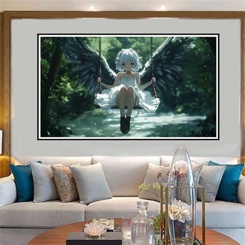 Karikatur Malen Nach Zahlen ab 5 6 7 8 9 10 Jahre Mädchen, Malen Nach Zahlen Kinder Anfänger DIY Kreativ Set Engel, Mit Pinseln und Acrylpigment Kit, Adult Craft für Home Decor Geschenke 40x80cm-W1068 von Jvyaeen