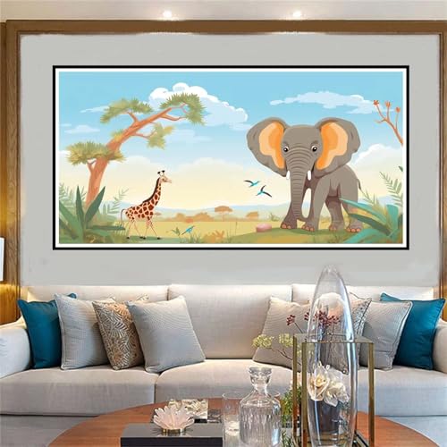 Karikatur Malen Nach Zahlen ab 5 6 7 8 9 10 Jahre Mädchen, Malen Nach Zahlen Kinder Anfänger DIY Kreativ Set Tier, Mit Pinseln und Acrylpigment Kit, Adult Craft für Home Decor Geschenke 70x140cm-W639 von Jvyaeen