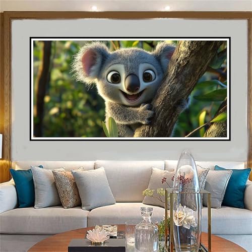 Koala Malen Nach Zahlen ab 5 6 7 8 9 10 Jahre Mädchen, Malen Nach Zahlen Kinder Anfänger DIY Kreativ Set Niedlich, Mit Pinseln und Acrylpigment Kit, Adult Craft für Home Decor Geschenke 60x120cm-W644 von Jvyaeen