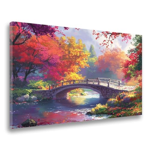 Landschaft Diamond Painting Brücke Diamond Painting Erwachsene Kinder Klein 40x50cm, DIY 5D Diamant Malerei Crystal Art Bastelset Erwachsene Frauen Geschenk, Mosaikherstellung,Wanddeko Aesthetic F-272 von Jvyaeen