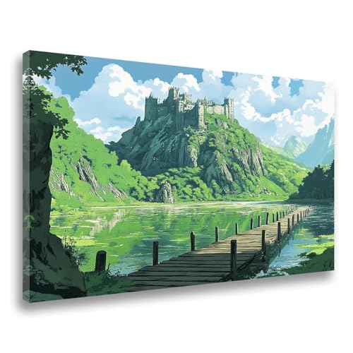 Landschaft Diamond Painting Brücke Diamond Painting Erwachsene Kinder XXL 90x120cm, DIY 5D Diamant Malerei Crystal Art Bastelset Erwachsene Frauen Geschenk, Mosaikherstellung, Wanddeko Aesthetic F-274 von Jvyaeen