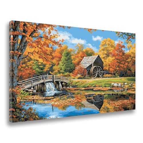 Landschaft Diamond Painting Herbst Diamond Painting Erwachsene Kinder Klein 30x40cm, DIY 5D Diamant Malerei Crystal Art Bastelset Erwachsene Frauen Geschenk, Mosaikherstellung,Wanddeko Aesthetic F-279 von Jvyaeen