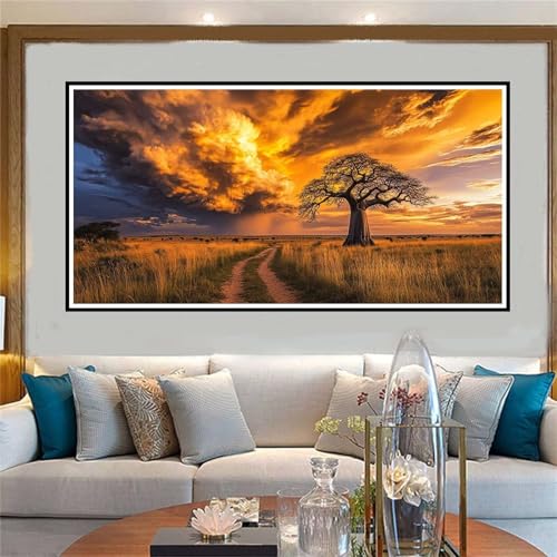 Landschaft Malen Nach Zahlen ab 5 6 7 8 9 10 Jahre Mädchen, Malen Nach Zahlen Kinder Anfänger DIY Kreativ Set Baum, Mit Pinseln und Acrylpigment Kit, Adult Craft für Home Decor Geschenke 20x40cm-W634 von Jvyaeen