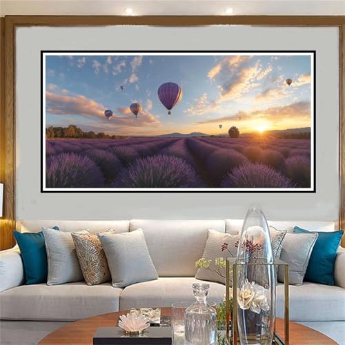 Lavendel Malen Nach Zahlen ab 5 6 7 8 9 10 Jahre Mädchen, Malen Nach Zahlen Kinder Anfänger DIY Kreativ Set Ballon, Mit Pinseln und Acrylpigment Kit, Adult Craft für Home Decor Geschenke 20x40cm-W943 von Jvyaeen