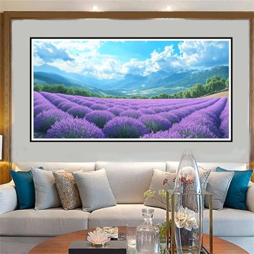 Lavendel Malen Nach Zahlen ab 5 6 7 8 9 10 Jahre Mädchen, Malen Nach Zahlen Kinder Anfänger DIY Kreativ Set Himmel, Mit Pinseln und Acrylpigment Kit, Adult Craft für Home Decor Geschenke 60x120cm-W944 von Jvyaeen