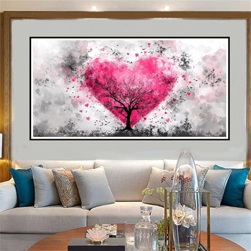 Liebe Malen Nach Zahlen ab 5 6 7 8 9 10 Jahre Mädchen, Malen Nach Zahlen Kinder Anfänger DIY Kreativ Set Baum, Mit 3 Pinseln and Acrylpigment Kit, Adult Craft für Home Decor Geschenke 40x80cm-W975 von Jvyaeen