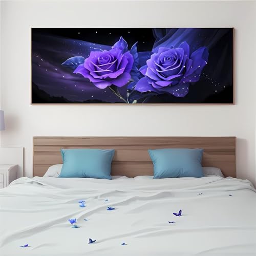 Lila Rose 5D Diamond Painting,Diamond Art Painting Lila Rose Diamond Painting Erwachsene Kinder DIY Round Drill Vollbild Diamond-Painting Set für Wand Home Deko Aesthetic Geschenk Mädchen 30x90cm-D462 von Jvyaeen