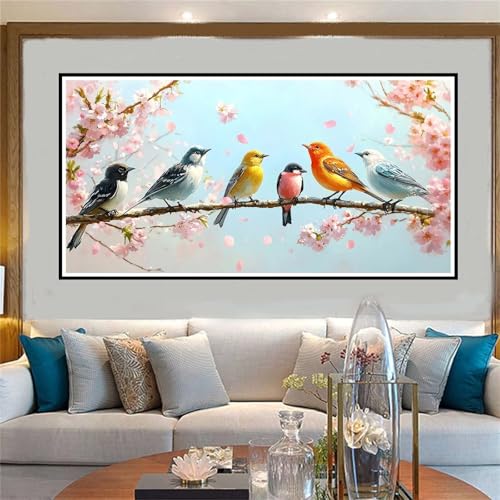 Malen Nach Zahlen Blume Malen Nach Zahlen Erwachsene Vogel Malen-Nach-Zahlen Erwachsene Groß 70x140cm DIY ÖlgemäLde Kit Set, Kreativ Set Mit 3-Pinseln und Acrylfarbe, für Deko Wohnzimmer -W596 von Jvyaeen