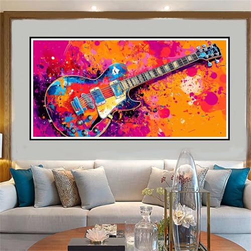 Malen Nach Zahlen Erwachsene Gitarre, Paint by Numbers Traum, DIY Malen Nach Zahlen Kinder, mit 3 Pinseln und Acrylfarben Handgemalt Ölgemälde Leinwand für Home Dekoration, Ohne Rahmen 20x40cm-W614 von Jvyaeen