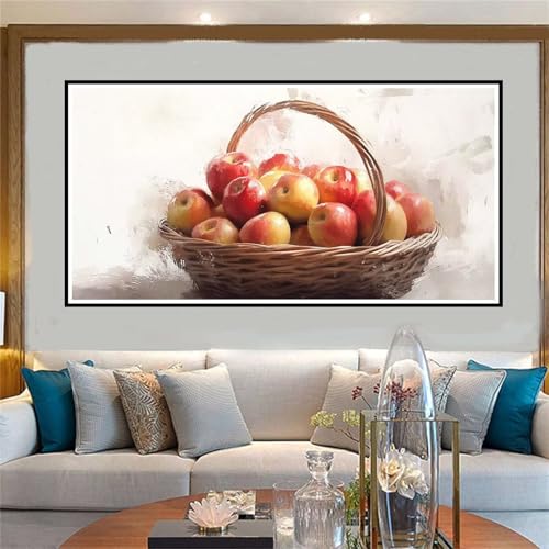 Malen Nach Zahlen Erwachsene Obst, Paint by Numbers Korb, DIY Malen Nach Zahlen Kinder, mit 3 Pinseln und Acrylfarben Handgemalt Ölgemälde Leinwand für Home Wand Dekoration, Ohne Rahmen 20x40cm-W914 von Jvyaeen