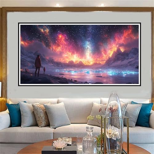 Malen Nach Zahlen Galaxis Malen Nach Zahlen Erwachsene Sternenhimmel Malen-Nach-Zahlen Erwachsene Groß 50x100cm DIY ÖlgemäLde Kit Set, Kreativ Set Mit Pinseln und Acrylfarbe, für Deko Wohnzimmer -W444 von Jvyaeen