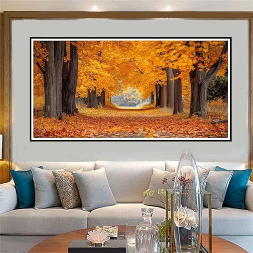 Malen Nach Zahlen Herbst Malen Nach Zahlen Erwachsene Landschaft Malen-Nach-Zahlen Erwachsene Groß 80x160cm DIY ÖlgemäLde Kit Set, Kreativ Set Mit 3-Pinseln und Acrylfarbe, für Deko Wohnzimmer -W858 von Jvyaeen