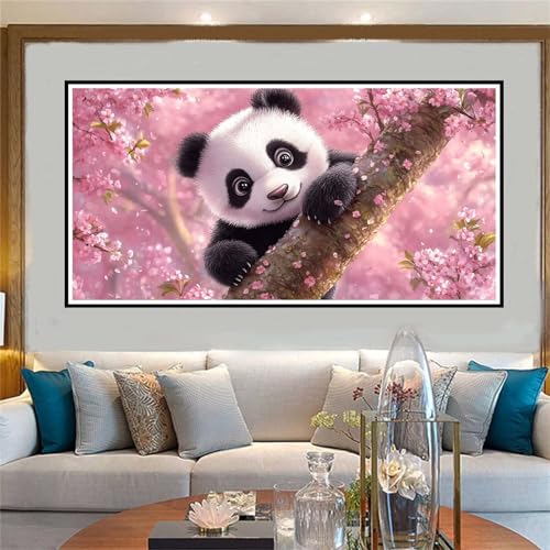 Malen Nach Zahlen Panda Malen Nach Zahlen Erwachsene Blume Malen-Nach-Zahlen Erwachsene Groß 60x120cm DIY ÖlgemäLde Kit Set, Kreativ Set Mit 3-Pinseln und Acrylfarbe, für Deko Wohnzimmer -W937 von Jvyaeen