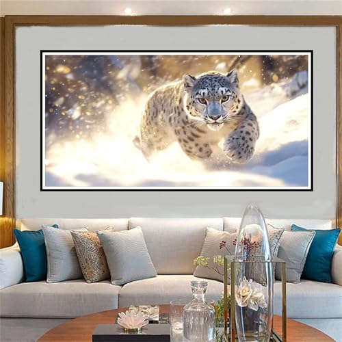 Malen Nach Zahlen Schnee Malen Nach Zahlen Erwachsene Leopard Malen-Nach-Zahlen Erwachsene Groß 40x80cm DIY ÖlgemäLde Kit Set, Kreativ Set Mit 3-Pinseln und Acrylfarbe, für Deko Wohnzimmer -W938 von Jvyaeen