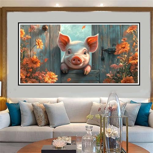 Malen Nach Zahlen Tier Malen Nach Zahlen Erwachsene Schwein Malen-Nach-Zahlen Erwachsene Groß 80x160cm DIY ÖlgemäLde Kit Set, Kreativ Set Mit 3-Pinseln und Acrylfarbe, für Deko Wohnzimmer -W1107 von Jvyaeen