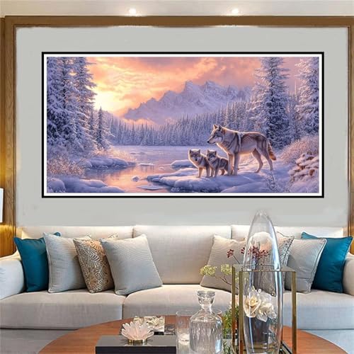 Malen Nach Zahlen Winter Malen Nach Zahlen Erwachsene Wolf Malen-Nach-Zahlen Erwachsene Groß 30x60cm DIY ÖlgemäLde Kit Set, Kreativ Set Mit 3-Pinseln und Acrylfarbe, für Deko Wohnzimmer -W1051 von Jvyaeen