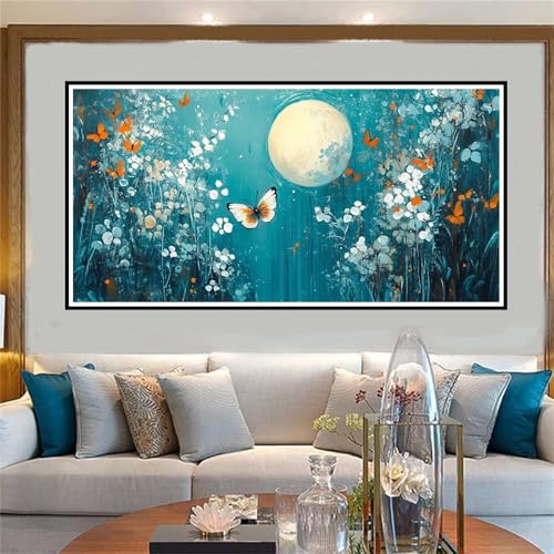 Mond Malen Nach Zahlen ab 5 6 7 8 9 10 Jahre Mädchen, Malen Nach Zahlen Kinder Anfänger DIY Kreativ Set Blume, Mit 3 Pinseln and Acrylpigment Kit, Adult Craft für Home Decor Geschenke 50x100cm-W958 von Jvyaeen