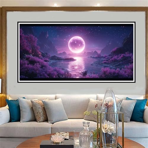 Mond Malen Nach Zahlen ab 5 6 7 8 9 10 Jahre Mädchen, Malen Nach Zahlen Kinder Anfänger DIY Kreativ Set Landschaft, Mit Pinseln und Acrylpigment Kit, Adult Craft für Home Decor Geschenke 50x100cm-W466 von Jvyaeen