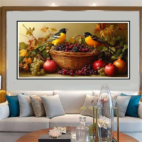 Obst Malen Nach Zahlen ab 5 6 7 8 9 10 Jahre Mädchen, Malen Nach Zahlen Kinder Anfänger DIY Kreativ Set Vogel, Mit 3 Pinseln and Acrylpigment Kit, Adult Craft für Home Decor Geschenke 70x140cm-W915 von Jvyaeen