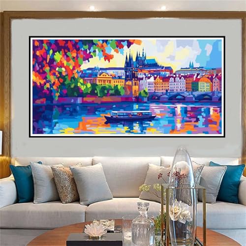 Paris Malen Nach Zahlen ab 5 6 7 8 9 10 Jahre Mädchen, Malen Nach Zahlen Kinder Anfänger DIY Kreativ Set Stadt, Mit 3 Pinseln and Acrylpigment Kit, Adult Craft für Home Decor Geschenke 40x80cm-W978 von Jvyaeen